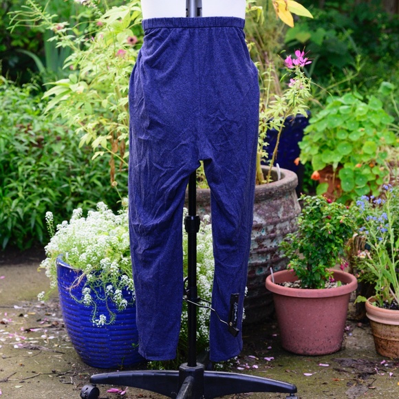 EILEEN FISHER Blue stretch-waist Organic Cotton & Hemp knit pants - Picture 2 of 4